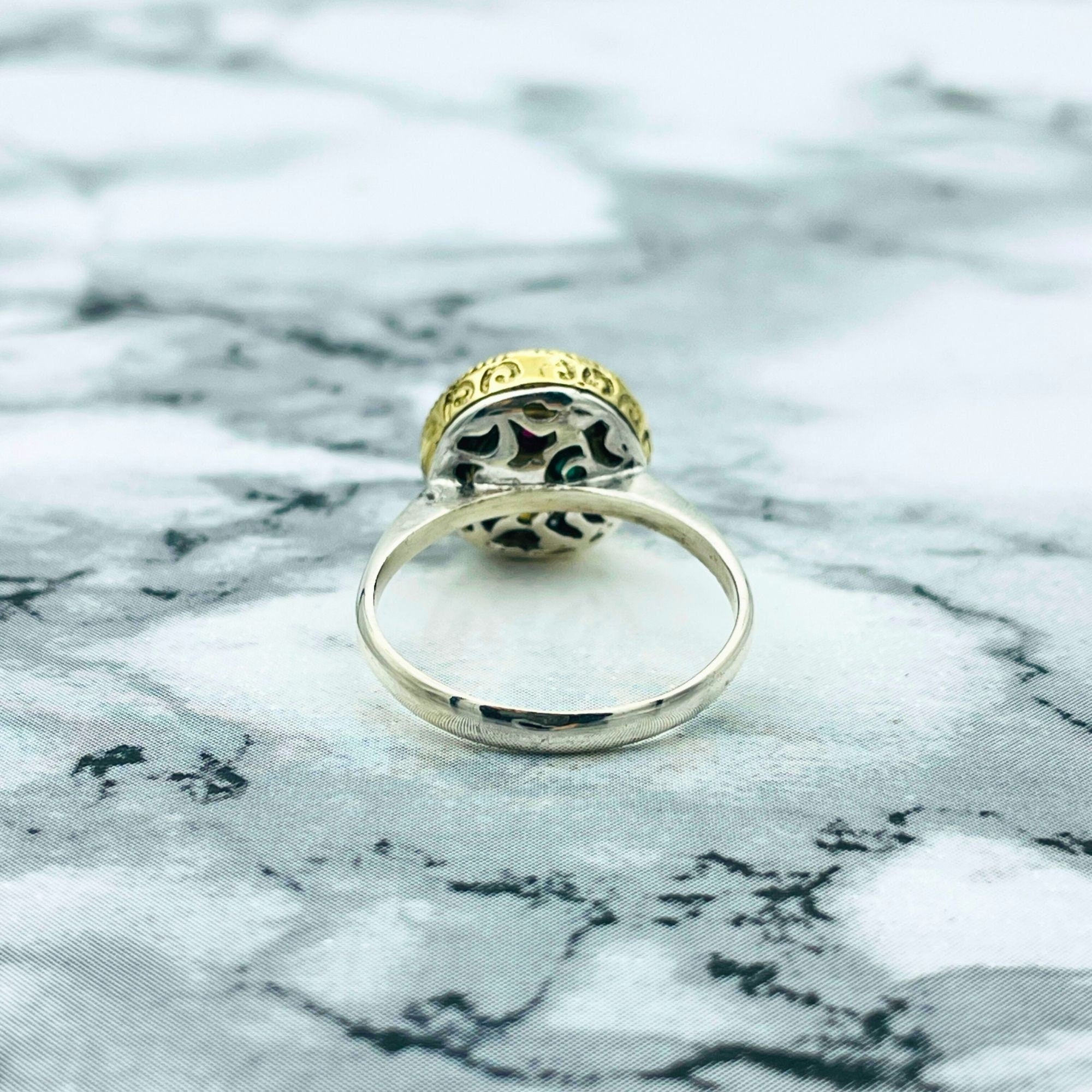 Turkish Handmade Emerald Sterling Silver Ring - Ottoman Style Women's Jewelry