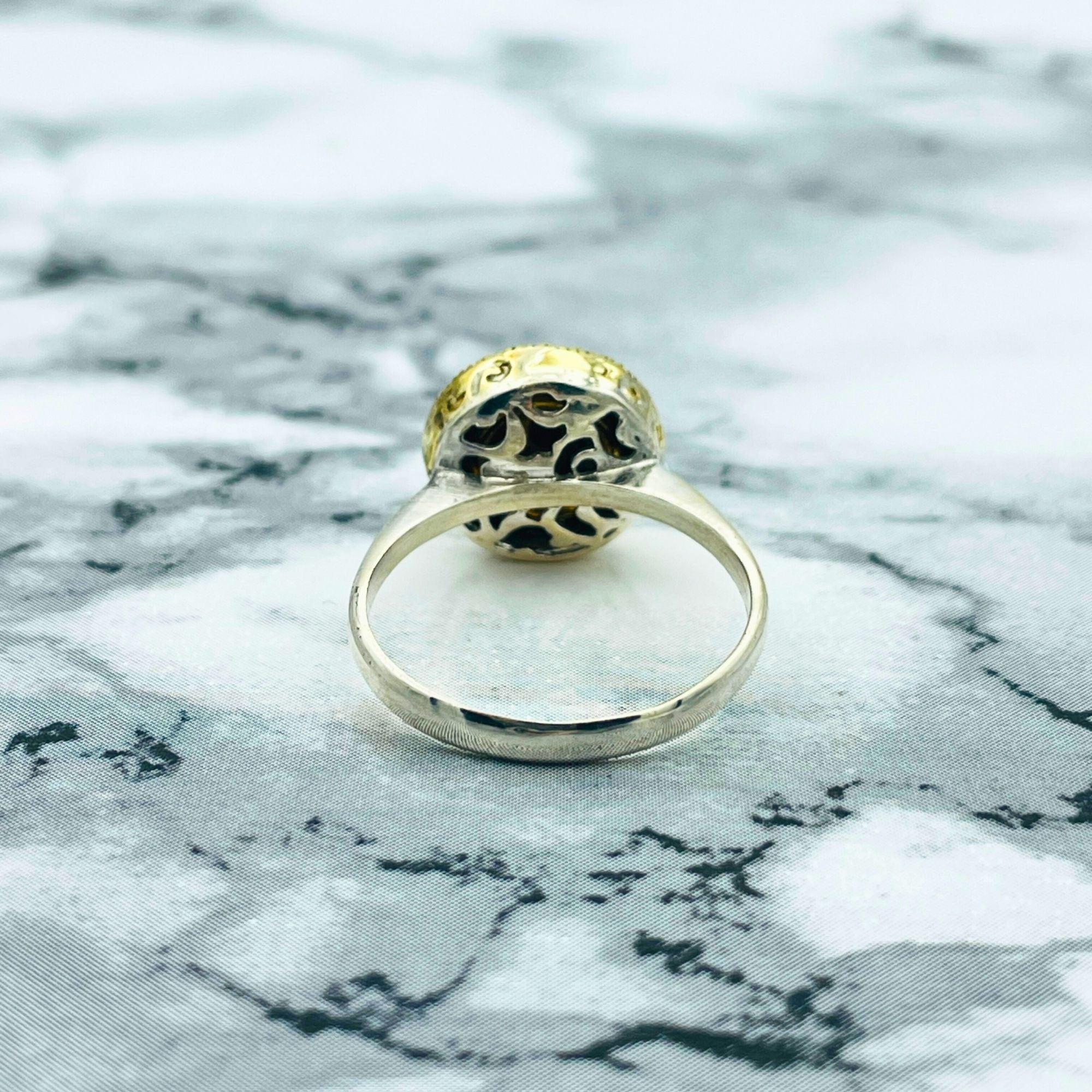 Authentic Ottoman Style Handmade Silver Ring with Genuine Turquoise Gemstone for Women