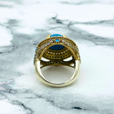 Exquisite Ottoman Turquoise 925 Sterling Silver Jewelry Set | Handmade Necklace, Ring, Earrings | Authentic Turkish Craftsmanship