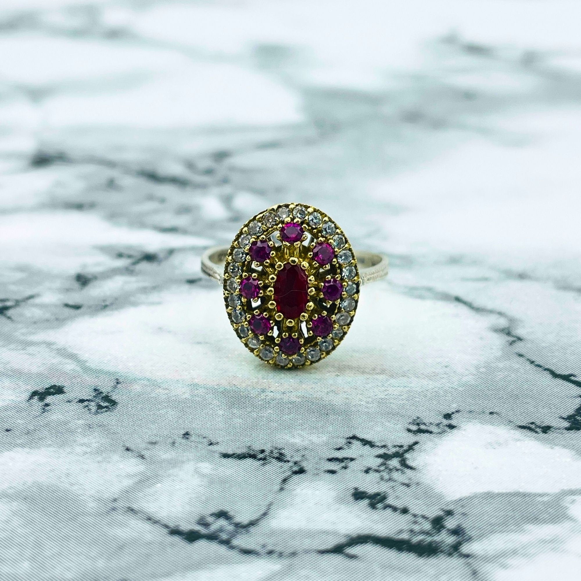 Authentic Turkish Handmade Ruby Silver Ring | Ottoman Style Women's Jewelry & Gifts