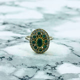 Handmade Ottoman Style Sterling Silver Ring with Emerald | Turkish Artisan Jewelry for Women