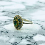 Handmade Ottoman Style Sterling Silver Ring with Emerald | Turkish Artisan Jewelry for Women