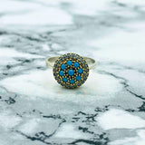 Authentic Ottoman Style Handmade Silver Ring with Genuine Turquoise Gemstone for Women