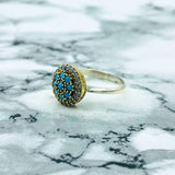 Authentic Ottoman Style Handmade Silver Ring with Genuine Turquoise Gemstone for Women
