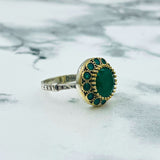 Exquisite Turkish Handmade Emerald Ring | 925 Sterling Silver Floral Design | Ottoman Inspired Women's Jewelry