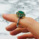 Exquisite Turkish Handmade Emerald Ring | 925 Sterling Silver Floral Design | Ottoman Inspired Women's Jewelry