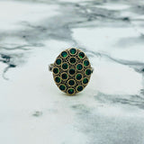 Exquisite Turkish Handmade Emerald Silver Ring | Ottoman Style Statement Jewelry for Women
