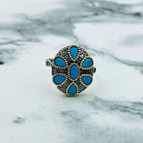 Authentic Turkish Sterling Silver Turquoise Ring | Ottoman Handmade Women's Statement Jewelry
