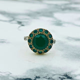 Exquisite Turkish Handmade Emerald Ring | 925 Sterling Silver Floral Design | Ottoman Inspired Women's Jewelry