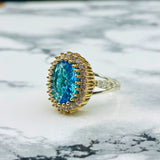 Handmade Turkish Vintage 925 Sterling Silver Aquamarine Ring for Women
