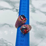 Turkish Handmade Red Ruby 925K Sterling Silver Ring | Unique Double-Headed Design for Women | Artisan Statement Jewelry