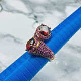 Turkish Handmade Red Ruby 925K Sterling Silver Ring | Unique Double-Headed Design for Women | Artisan Statement Jewelry