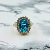 Handmade Turkish Vintage 925 Sterling Silver Aquamarine Ring for Women