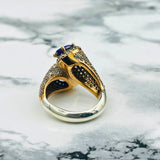 Exquisite Turkish Handmade 925K Sterling Silver Purple Amethyst Double Stone Ring