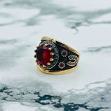 Turkish Ottoman Hürrem Sultan Ruby Ring | Handmade 925 Sterling Silver | Antique Vintage Design