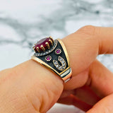 Turkish Ottoman Hürrem Sultan Ruby Ring | Handmade 925 Sterling Silver | Antique Vintage Design