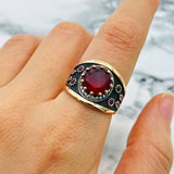 Turkish Ottoman Hürrem Sultan Ruby Ring | Handmade 925 Sterling Silver | Antique Vintage Design