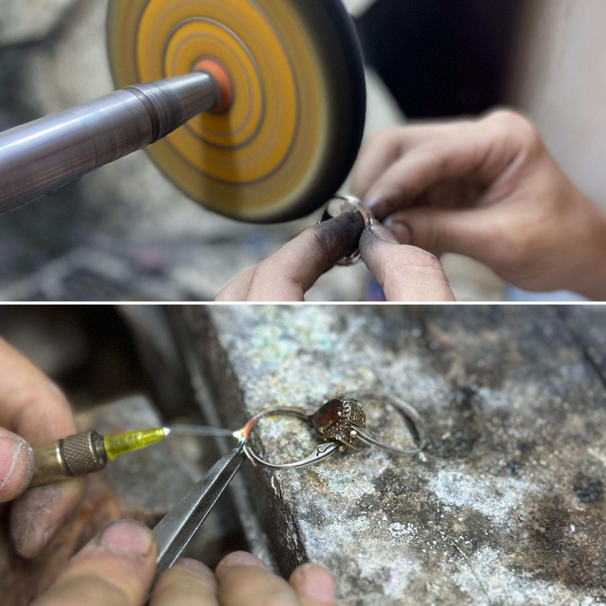 Vintage Handmade 925 Sterling Silver Sapphire & Zircon Filigree Floral Statement Ring for Women