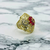 Exquisite Turkish Handmade 925K Silver Ruby Ring | Vintage Filigree Design for Women