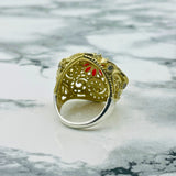 Exquisite Turkish Handmade 925K Silver Ruby Ring | Vintage Filigree Design for Women