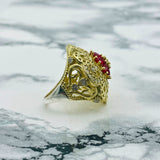 Exquisite Turkish Handmade 925K Silver Ruby Ring | Vintage Filigree Design for Women
