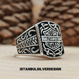 Harley Davidson Inspired Sterling Silver Biker Ring