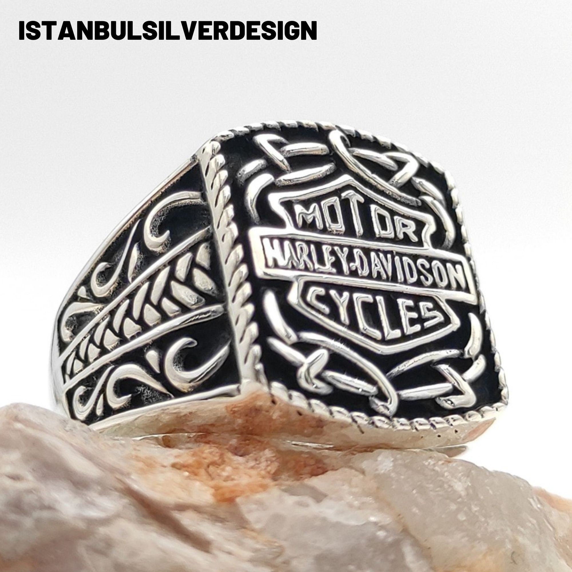Harley Davidson Inspired Sterling Silver Biker Ring