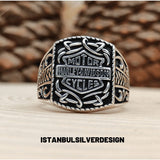Harley Davidson Inspired Sterling Silver Biker Ring