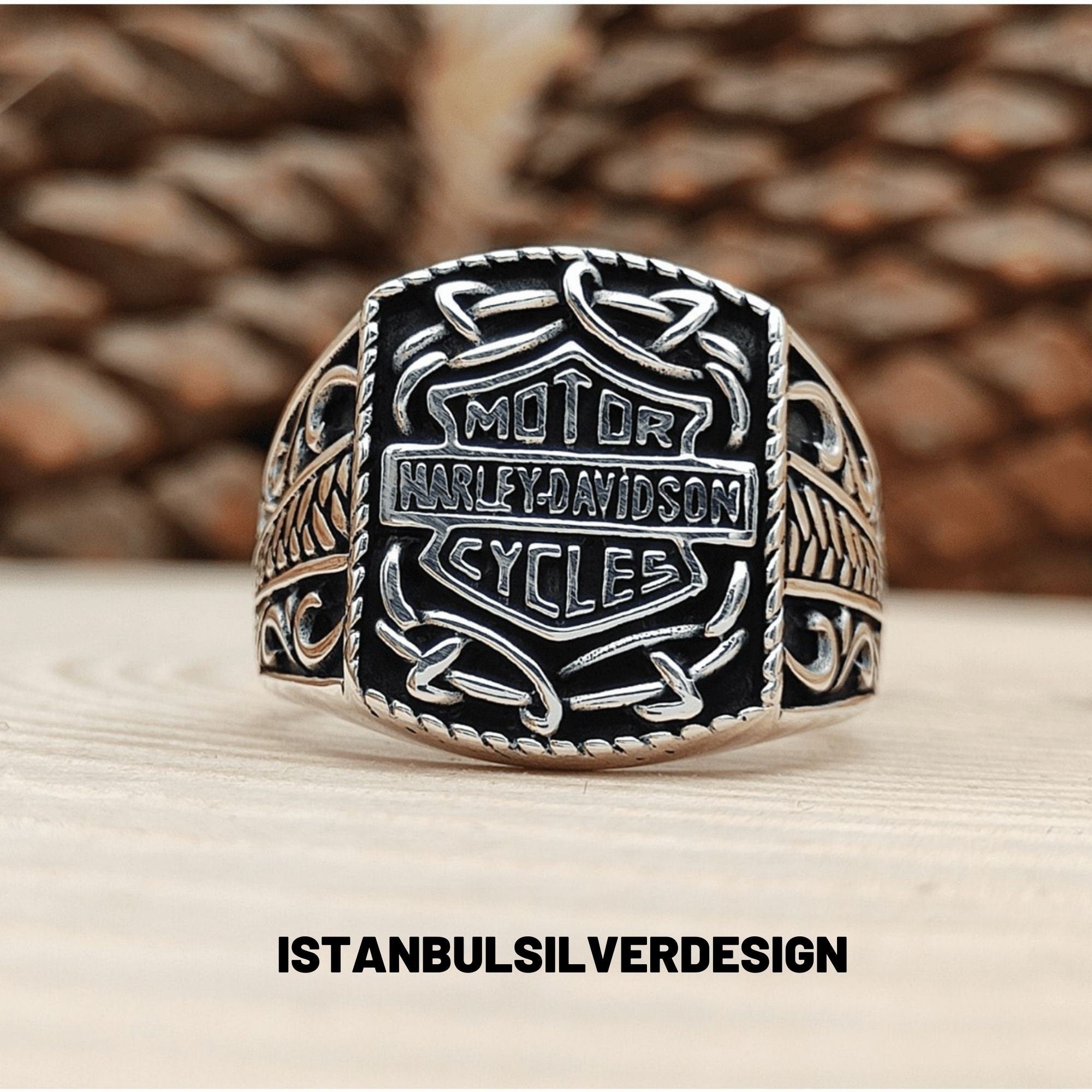 Harley Davidson Inspired Sterling Silver Biker Ring