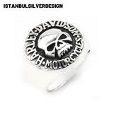 Harley Davidson Sterling Silver Men's Biker Signet Ring - Gift for Motorcycle Enthusiasts