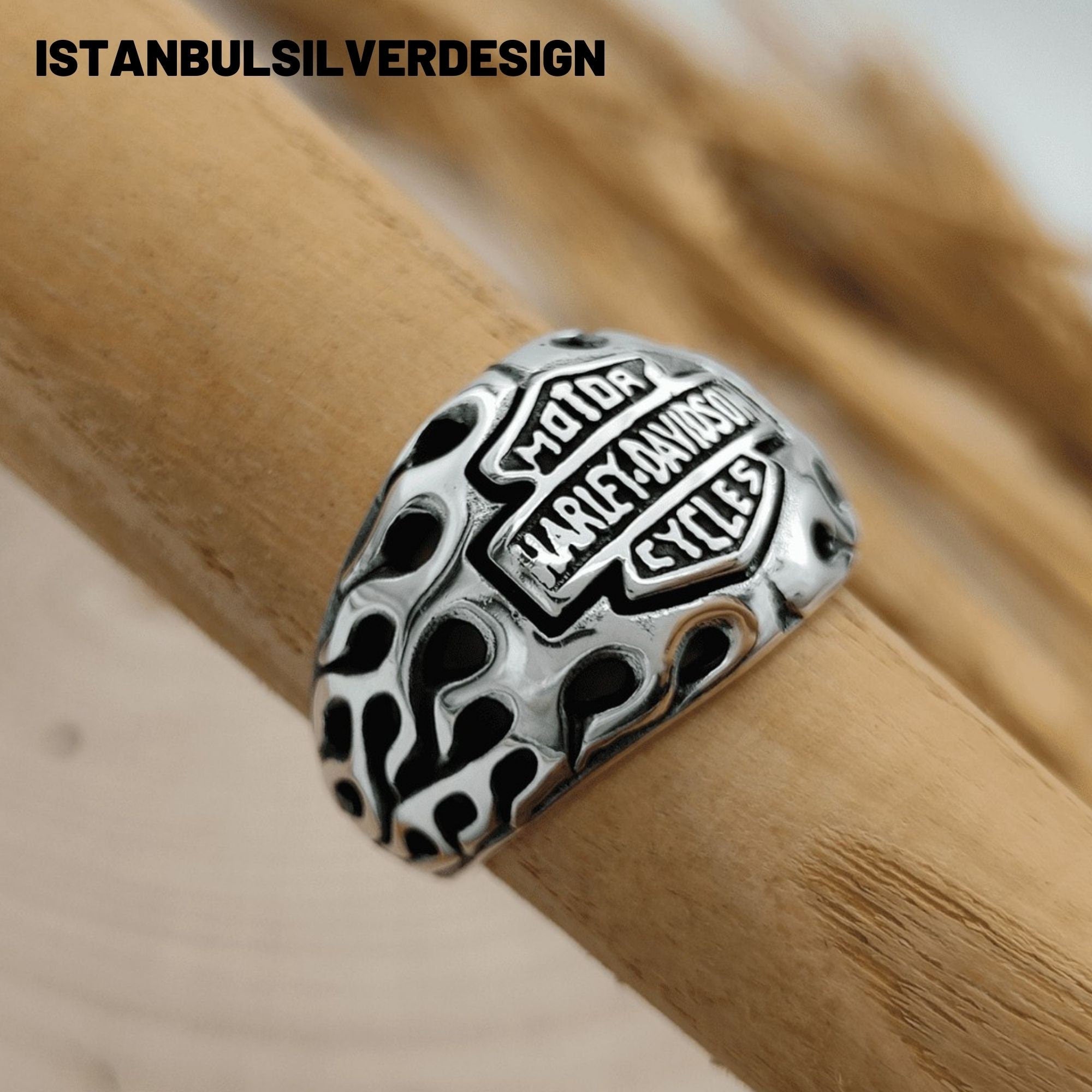 925 Sterling Silver Biker Style Ring - Motorcycle Enthusiast Jewelry for Men & Women