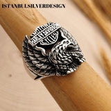 خاتم راكب دراجة هارلي ديفيدسون 925 فضة استرلينية - هدية لمحبي الدراجات النارية للجنسين