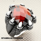 Red Zircon Stone Men's Ring