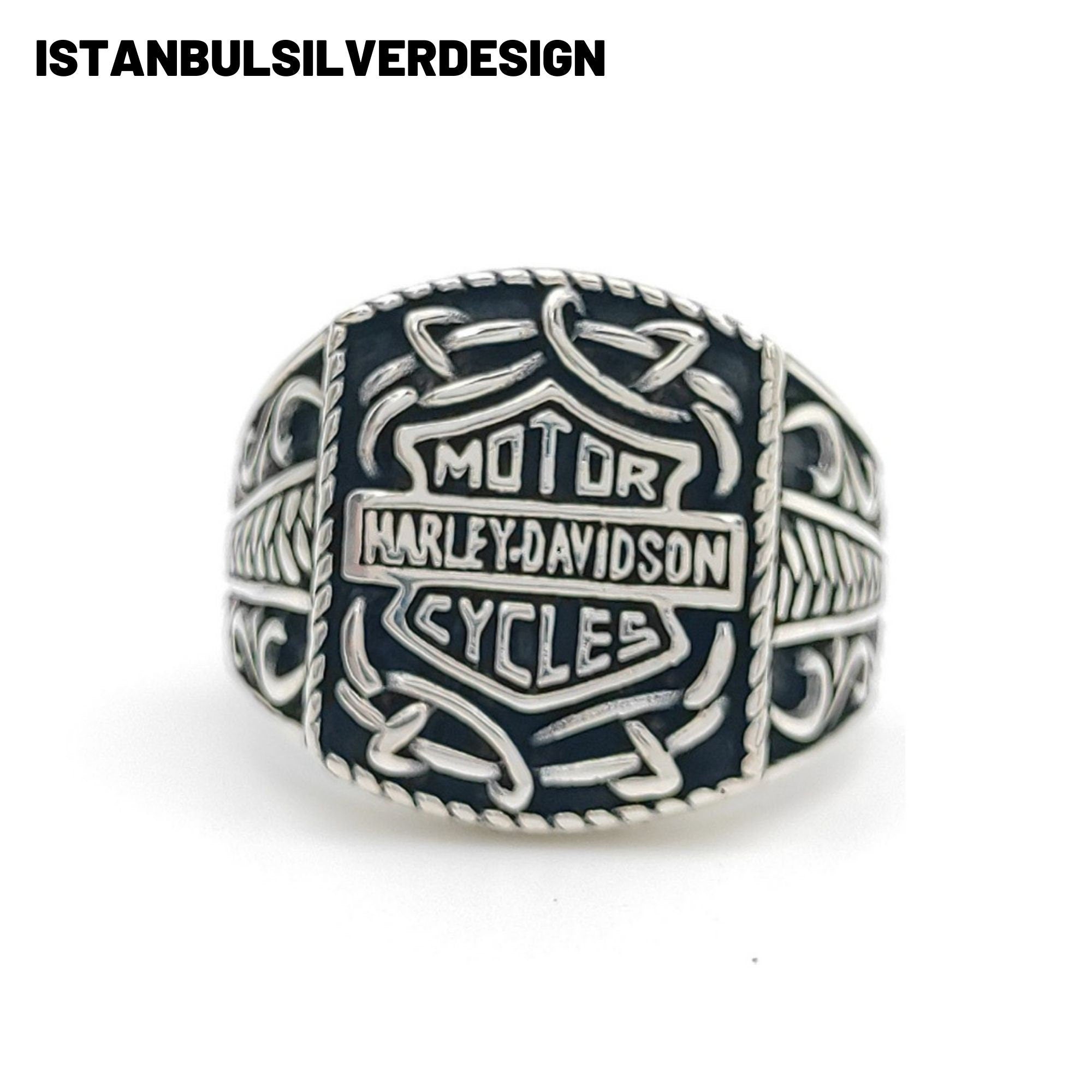 Harley Davidson Inspired Sterling Silver Biker Ring