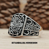 Harley Davidson Inspired Sterling Silver Biker Ring