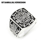 Harley Davidson Inspired Sterling Silver Biker Ring