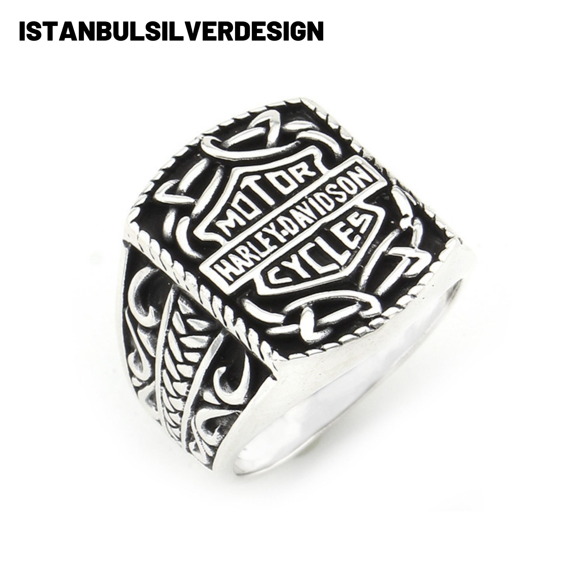Harley Davidson Inspired Sterling Silver Biker Ring