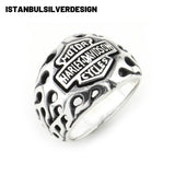 925 Sterling Silver Biker Style Ring - Motorcycle Enthusiast Jewelry for Men & Women
