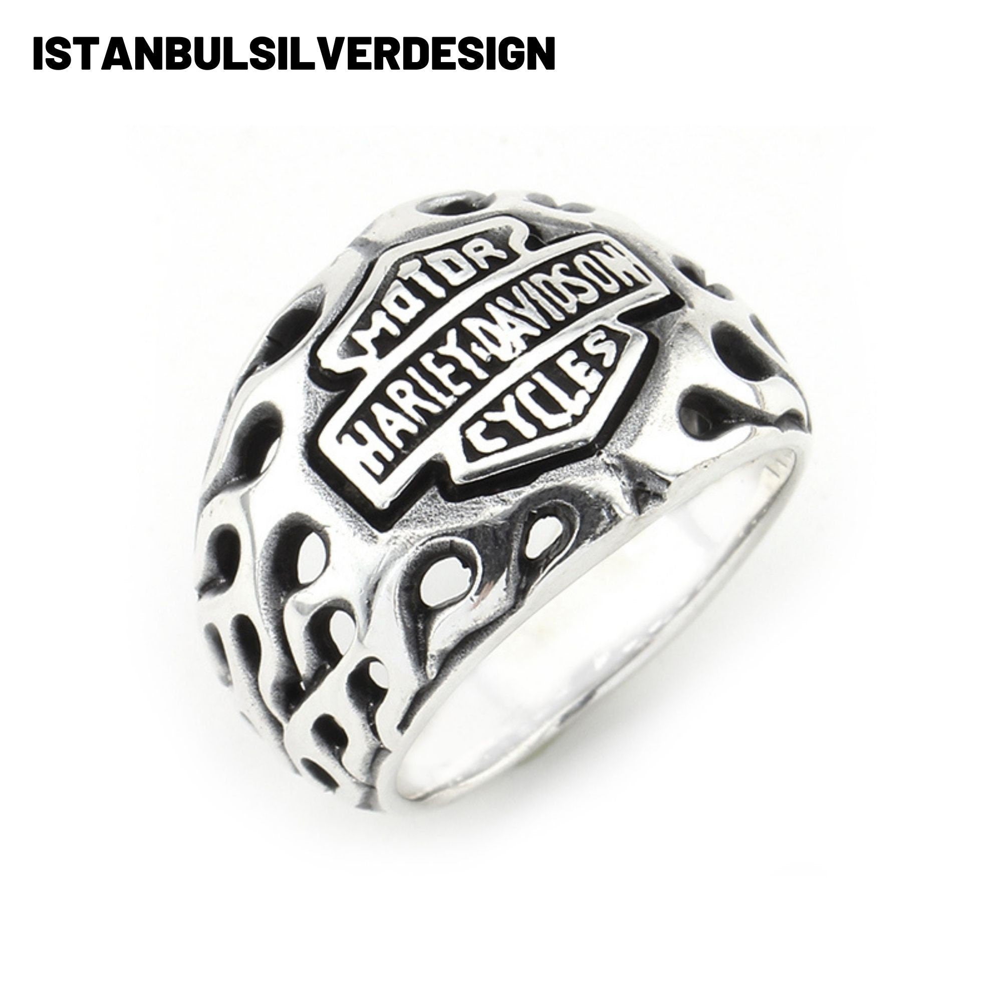 925 Sterling Silver Biker Style Ring - Motorcycle Enthusiast Jewelry for Men & Women