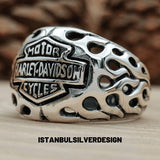 925 Sterling Silver Biker Style Ring - Motorcycle Enthusiast Jewelry for Men & Women