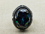 Mystic Topaz Stone Silver Ring