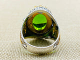 Men's Emerald Stone Green 925 Sterling Silver Ring