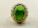 Men's Emerald Stone Green 925 Sterling Silver Ring