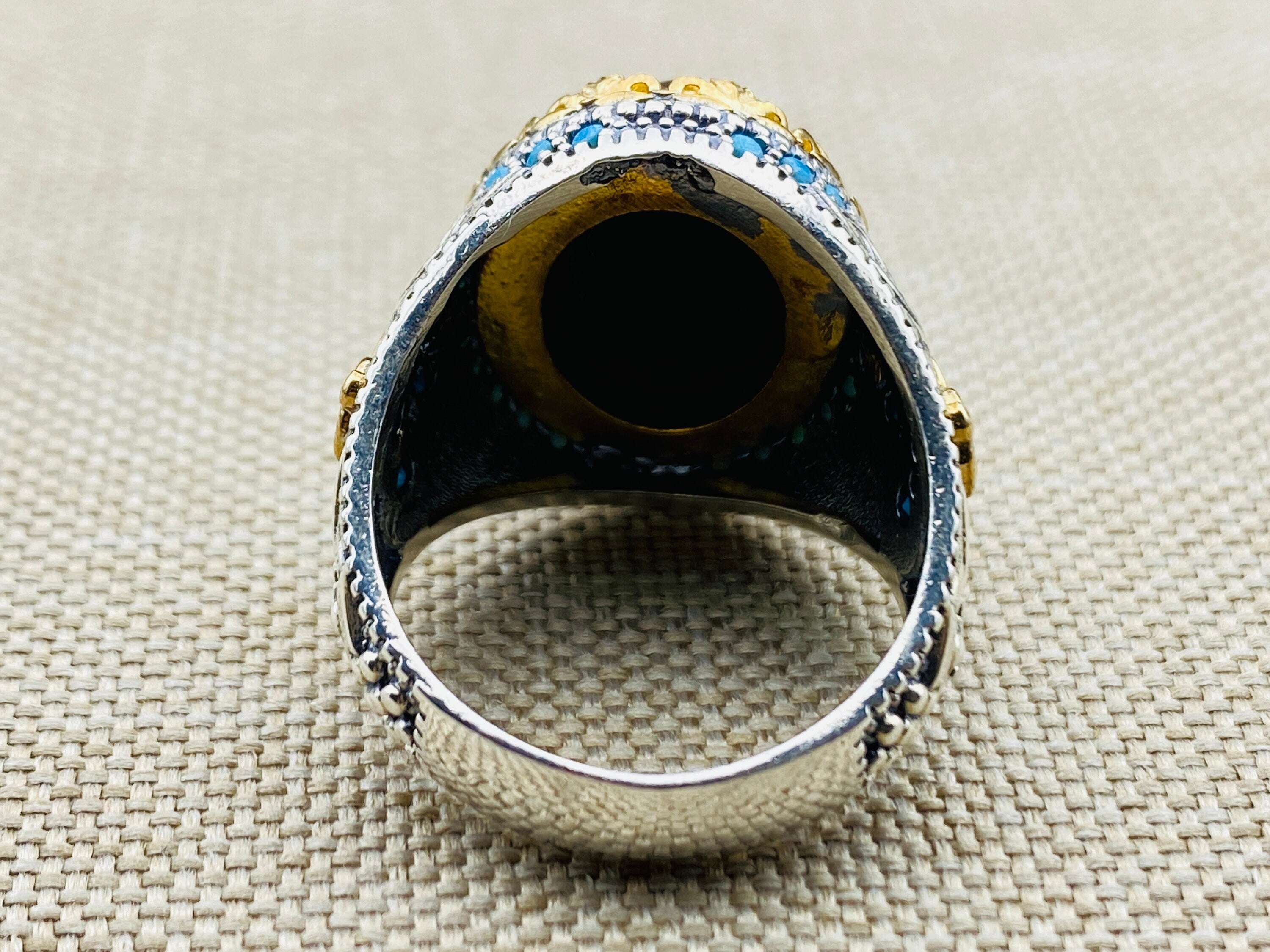 خاتم فضة رجالي بحجر التورمالين