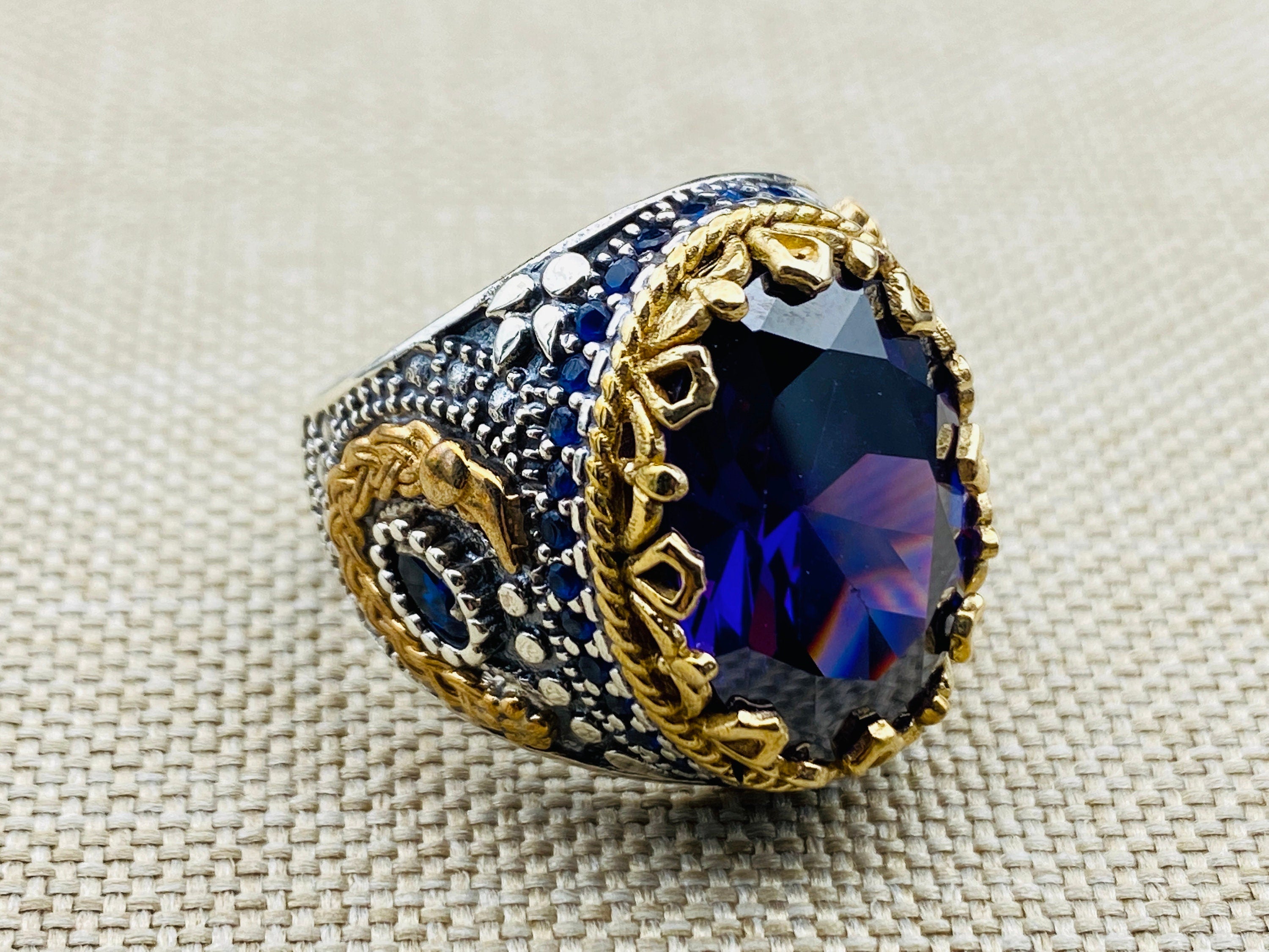 Anello da uomo in pietra acquamarina