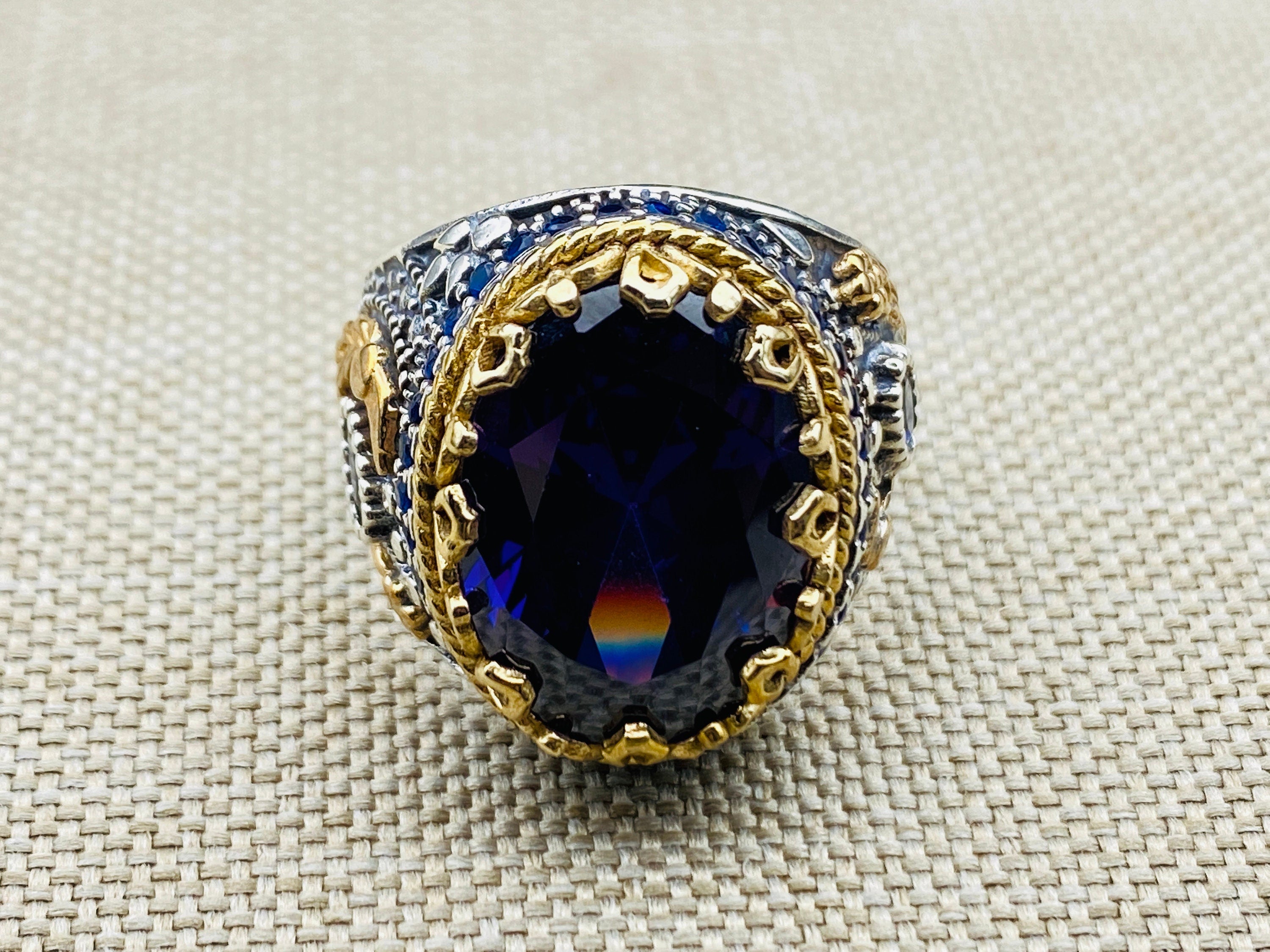 Anello da uomo in pietra acquamarina