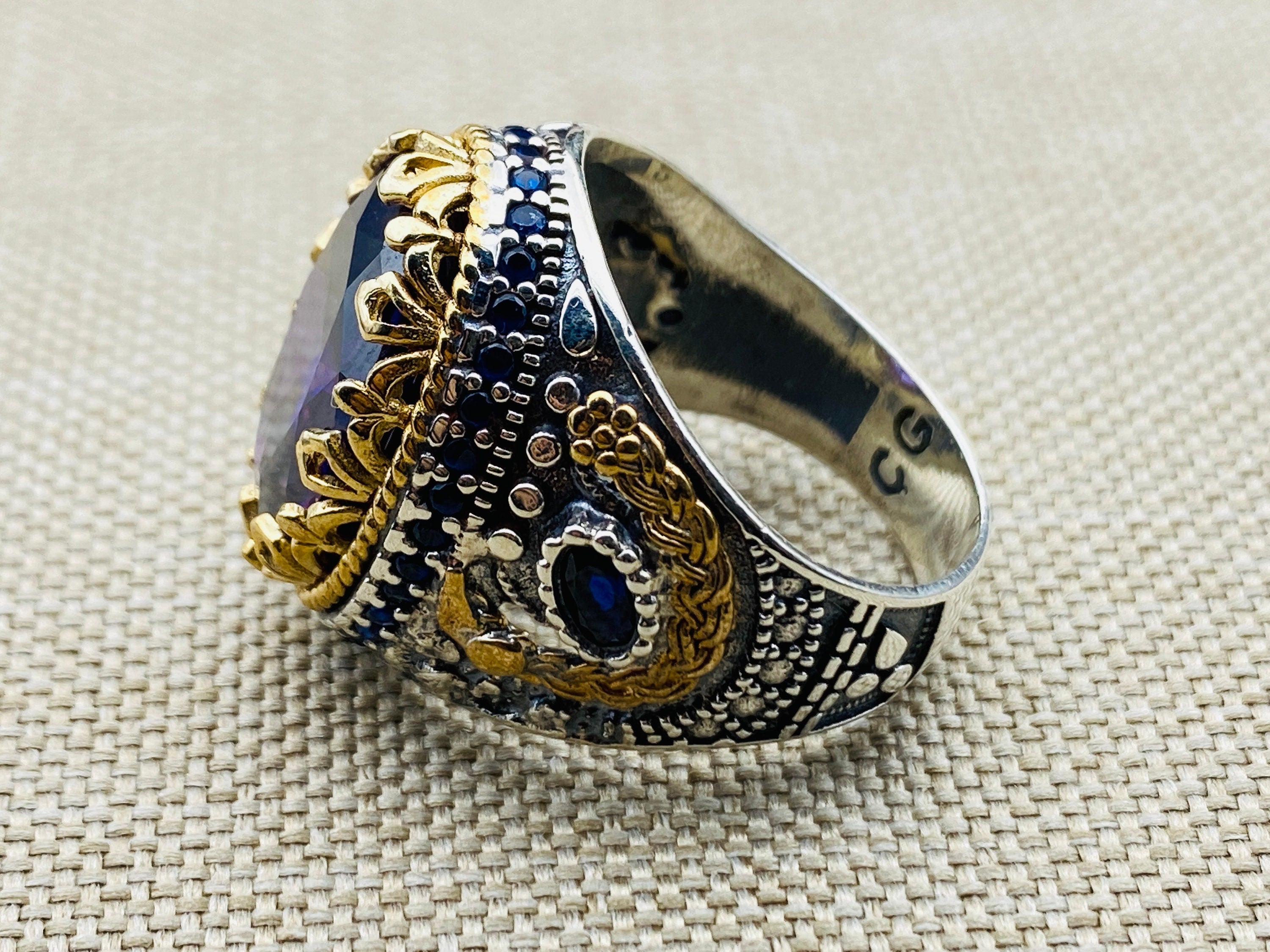 Anello da uomo in pietra acquamarina