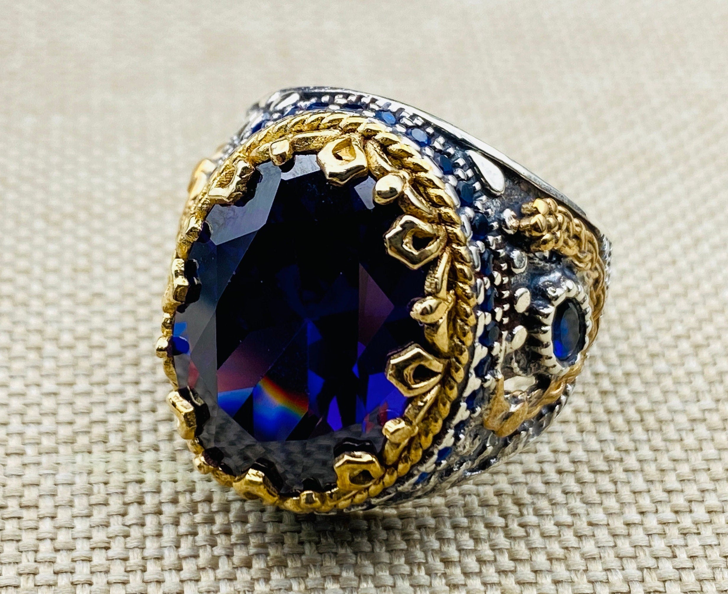 Anello da uomo in pietra acquamarina