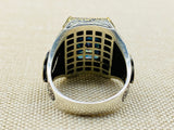 خاتم فضة استرليني 925 للرجال مصنوع يدوياً على الطراز العثماني بحجر التوباز الغامض - هدية فريدة للتصريح
