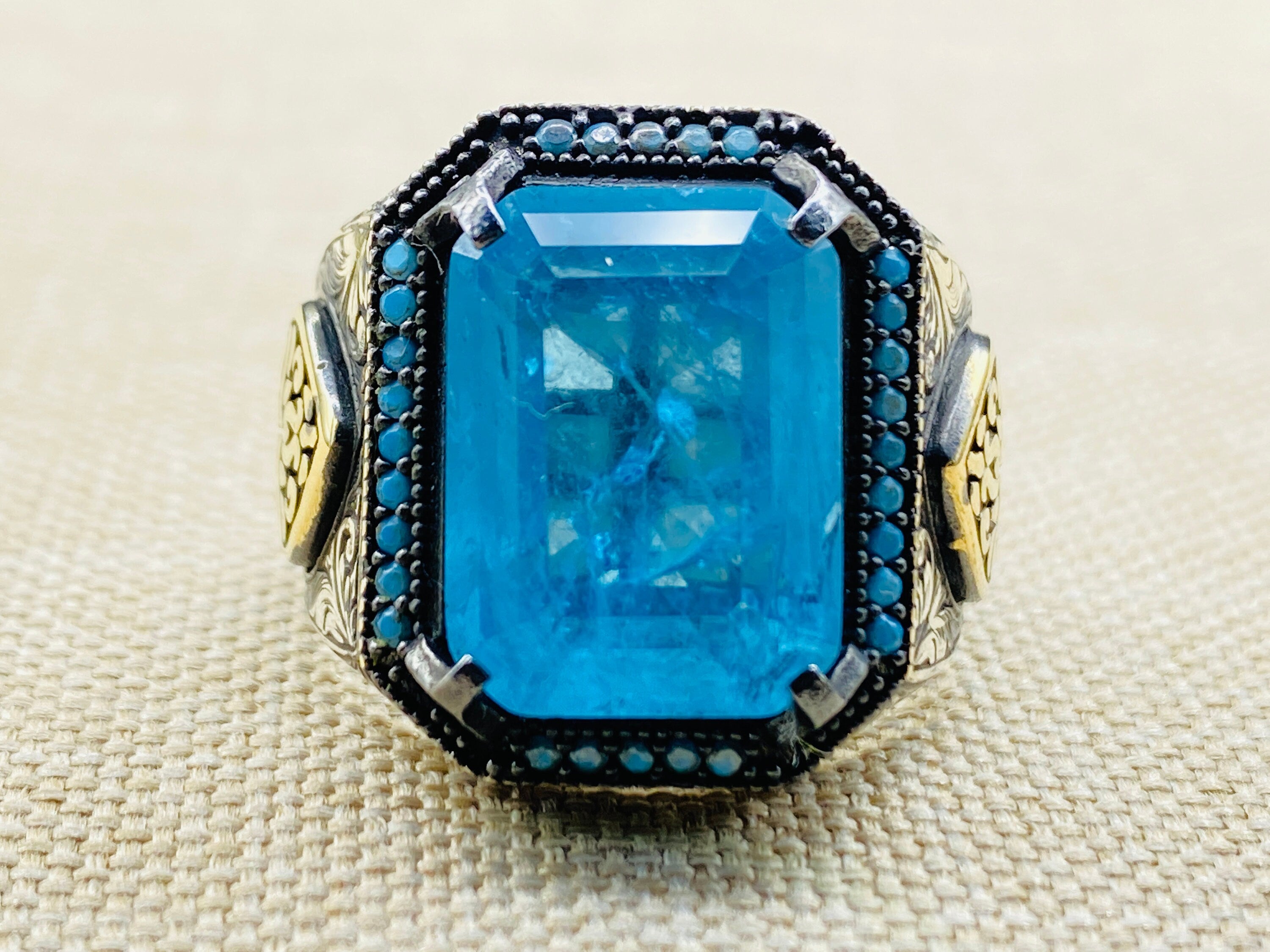 خاتم رجالي بحجر التورمالين